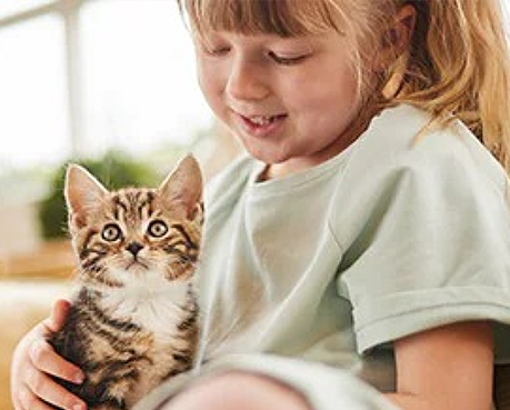 Fille avec un chat heureux