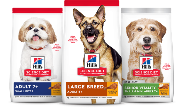Gamme de nourriture Hill’s Science Diet pour différentes tailles