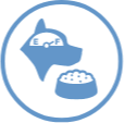 Icône de chien et de bol de nourriture